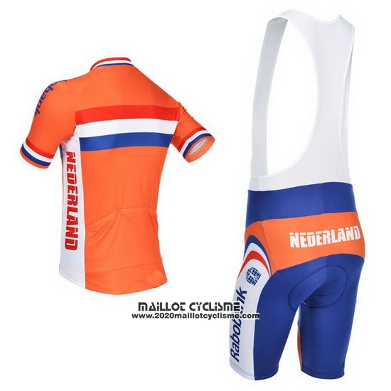 2013 Maillot Ciclismo Pays Bas Blanc et Orange Manches Courtes et Cuissard
